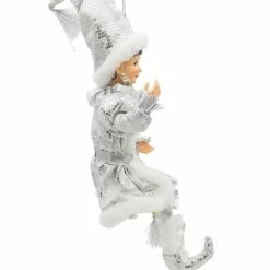 The Christmas Palace 15" KRINGLE KLAUS SILVER & WHITE ELF ORNAMENT