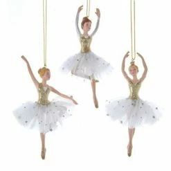 The Christmas Palace 6" GOLDEN ELEGANCE BALLERINA ASSORTED ORNAMENT SET OF 3 Christmas Ornaments