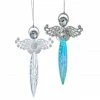 The Christmas Palace 6" TURQUOISE & CLEAR ANGELS ORN