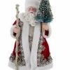 The Christmas Palace Christmas Ornaments 6.5" REGAL RED SANTA WITH STAFF & CHRISTMAS TREE ORNAMENT