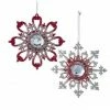 The Christmas Palace 6" REGAL RED & PLATINUM SNOWFLAKE ORNAMENT SET OF 12 Christmas Ornaments