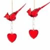 The Christmas Palace 5" CARDINAL WITH HEART DANGLE ORNAMENT SET OF 12 Christmas Ornaments