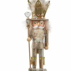 The Christmas Palace 16" HOLLYWOOD NUTCRACKERS PLATINUM & GOLD GLITTERED NUTCRACKER
