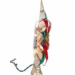 The Christmas Palace 11.5" 10-LIGHT CAPIZ GOLD POINSETTIA STAR TREETOP Angels & Toppers