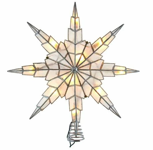 Promo π The π Christmas Palace 15" CAPIZ SILVER 6 POINT STAR TREE TOPPER Angels & Toppers 𧨠1 The Christmas Palace 15" CAPIZ SILVER 6 POINT STAR TREE TOPPER Angels & Toppers
