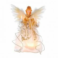 The Christmas Palace 12" LIGHT IVORY & GOLD ANGEL TREE TOPPER