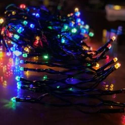 The Christmas Palace CHRISTMAS LIGHTS 60 FT 240 LED MULTI COLOR BLACK WIRE BATTERY OPERATED
