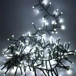 The Christmas Palace 44 FT CLUSTER 1512 LED COOL WHITE GREEN WIRE 8 FUNCTION TWINKLE