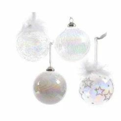 The Christmas Palace 3" GLASS IRIDESCENT ASSORTED ORNAMENT SET OF 12