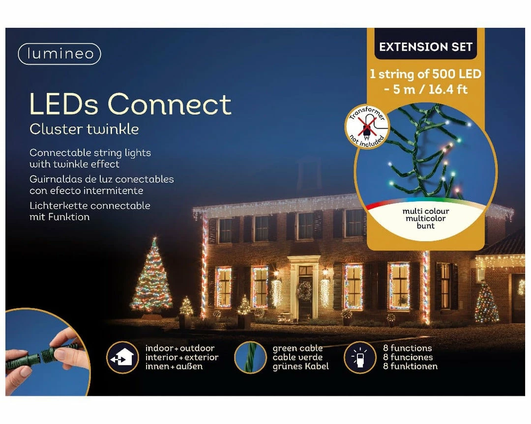 Promo π The π Christmas Palace 16 FT CLUSTER EXTENSION SET MULTI WITH 1 STRING OF 500 LED LIGHTS π Christmas LIGHTS π 3 The Christmas Palace 16 FT CLUSTER EXTENSION SET MULTI WITH 1 STRING OF 500 LED LIGHTS CHRISTMAS LIGHTS