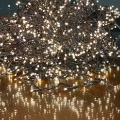 The Christmas Palace CHRISTMAS LIGHTS 112 FT COMPACT 1500 LED WARM WHITE BROWN WIRE 8 FUNCTION TWINKLE