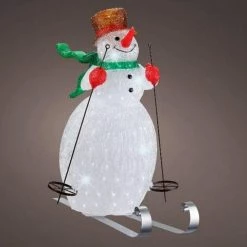 The Christmas Palace 34" 200 LED COOL WHITE OUTDOOR SKIING SNOWMAN ACRYLIC Outdoor LED