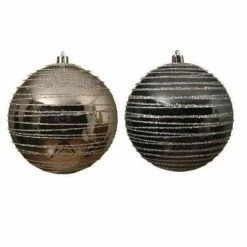 The Christmas Palace Christmas Ornaments 4" SILVER & NIGHT BLUE DECO BALL ORNAMENT SET OF 12