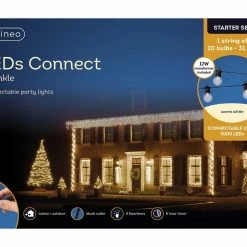 The Christmas Palace CHRISTMAS LIGHTS 31 FT STARTER SET WARM WHITE MILKY PARTY CONNECT 1 STRING OF 20 BULBS