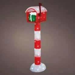 The Christmas Palace 37" 60 LED COOL WHITE BATTERY OPERATED OUTDOOR RED MAILBOX ACRYLIC