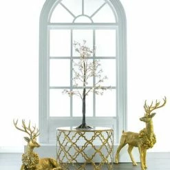 The Christmas Palace Outdoor LED 4 FT TREE 150 MICRO WARM WHITE LIGHTS WITH FLOWERS COPPER WIRE