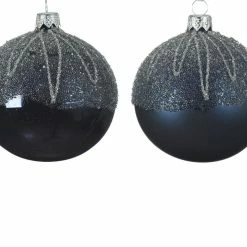 The Christmas Palace Christmas Ornaments 3" NIGHT BLUE BEADED ASSORTED ORNAMENT SET OF