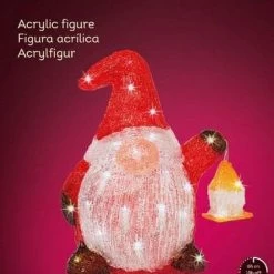 The Christmas Palace Outdoor LED 12" 40 LED COOL WHITE BATTERY OPERATED OUTDOOR GNOME ACRYLIC