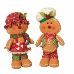 The Christmas Palace 16" GINGERBREAD BOY & GIRL ASSORTED SET OF 2