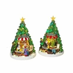 The Christmas Palace 13" ANIMATED MUSICAL TREES BATTERY OPERATED SET OF 2