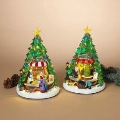 The Christmas Palace 13" ANIMATED MUSICAL TREES BATTERY OPERATED SET OF 2