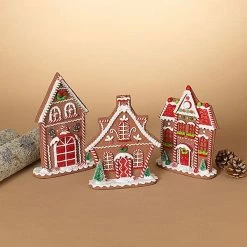The Christmas Palace Table Tops 10.5" GINGERBREAD HOUSES ASSORTED SET OF 3