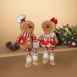 The Christmas Palace 14" PLUSH GINGERBREAD SHELF SITTER ASSORTED SET OF 2 Table Tops