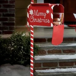 The Christmas Palace OVERSIZED DECOR 4 FT HOLIDAY MAIL BOX WITH SOLAR LIGHT LANTERN