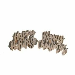 The Christmas Palace 8" SILVER HAPPY HOLIDAYS & MERRY CHRISTMAS SIGN ASSORTED SET OF 2