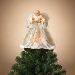 The Christmas Palace 14" IVORY & GOLD ANGEL TREE TOPPER