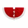 The Christmas Palace 48" RED TREE SKIRT WITH WHITE TRIM & POM POMS Skirts & Stockings