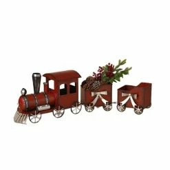 The Christmas Palace Table Tops 35" RED METAL ANTIQUE HOLIDAY TRAIN