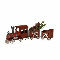 The Christmas Palace Table Tops 35" RED METAL ANTIQUE HOLIDAY TRAIN