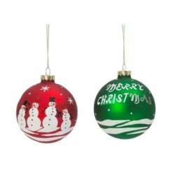 The Christmas Palace 4.75" GREEN & RED "MERRY CHRISTMAS" ORNAMENT ASSORTED SET OF 2 Christmas Ornaments