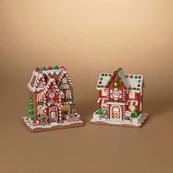The Christmas Palace 9" BATTERY OPERATED GINGERBREAD HOUSES ASSORTED SET OF 2