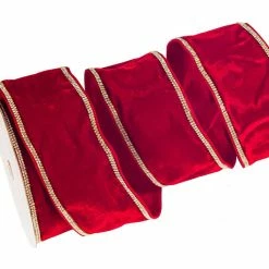 The Christmas Palace 4" X 10YD ROYAL RED DIAMOND TRIM RIBBON Ribbon & Bows