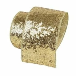 The Christmas Palace 4" X 10YD GOLD SEQUIN GLITTER RIBBON Ribbon & Bows