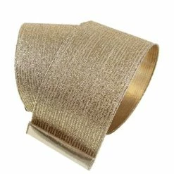 The Christmas Palace 4" X 10YD GOLD GLITTER STRIPE RIBBON Ribbon & Bows