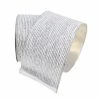 The Christmas Palace 4" X 10 YD WHITE & SILVER GLITTER STRIPE RIBBON
