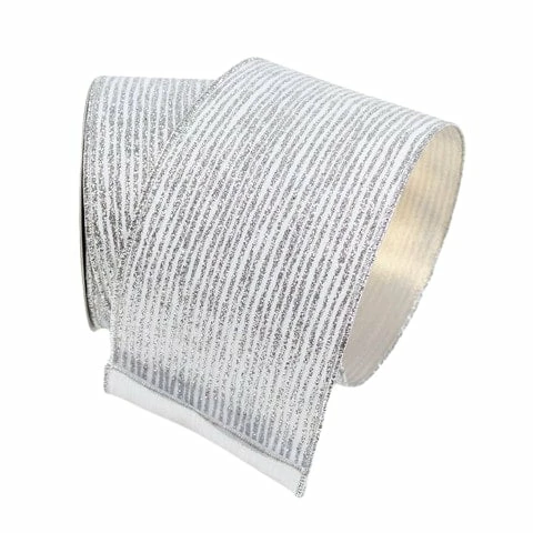 Top 10 π― The π Christmas Palace 4" X 10 YD WHITE & SILVER GLITTER STRIPE RIBBON π 1 The Christmas Palace 4" X 10 YD WHITE & SILVER GLITTER STRIPE RIBBON