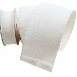 The Christmas Palace 2.5" X 10YD WHITE GLITTER MAGIC Ribbon & Bows