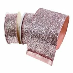 The Christmas Palace 4" X 10YD ROSE PINK GLITTER MAGIC RIBBON