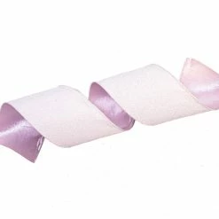 The Christmas Palace 4" X 10YD WHITE GLITTER & PINK BACKED RIBBON