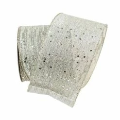 The Christmas Palace 4" X 10YD PLATINUM REFLECTIONS RIBBON