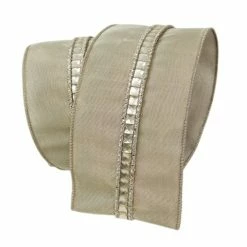 The Christmas Palace Gilded Elegance 4" X 10YD PLATINUM JEWEL RIBBON