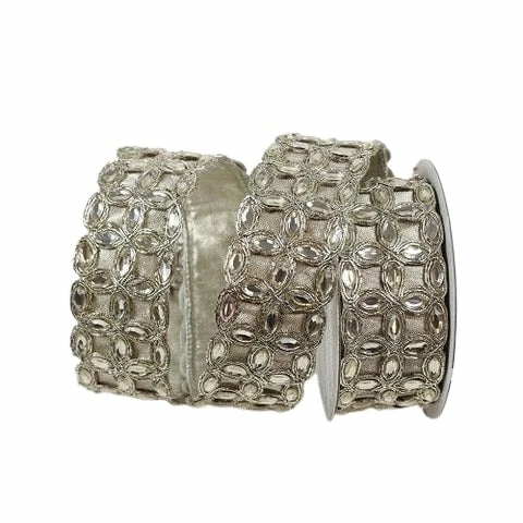 Brand new π The β Christmas Palace 1.5" X 5YD PLATINUM JEWEL RIBBON β 1 The Christmas Palace 1.5" X 5YD PLATINUM JEWEL RIBBON