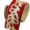 The Christmas Palace 4" X 5YD RED & GOLD ROYAL EMBROIDERED RIBBON Ribbon & Bows