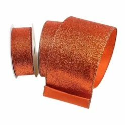 The Christmas Palace Ribbon & Bows 2.5" X 10YD COPPER DIAMOND DUST RIBBON