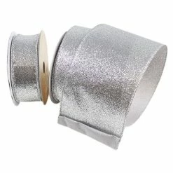 The Christmas Palace 2.5" X 10YD SILVER DIAMOND DUST RIBBON