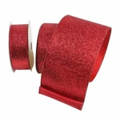 The Christmas Palace Razzle Dazzle 4" X 10YD RED DIAMOND DUST RIBBON